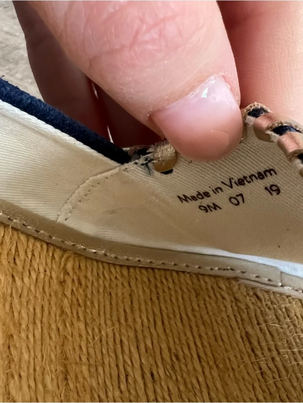 Jack Rogers Navy Gold Espadrille Wedge Peep-Toe Preppy Nautical Cape Size 9